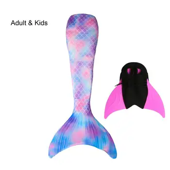 

Adult Kids Mermaid Tails Swimwear Colorful Summer Beach Tail with Monfin Split Swimsuit Women Mermaid Tail Monofin Fin Swimmable