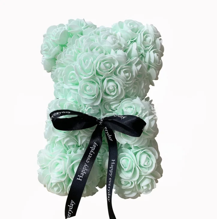 25 Cm Rose Bear Customizable Foamflower Bear Gift Box Preserved Fresh Flower Bear Hug Christmas Gift Soap Flower Bear