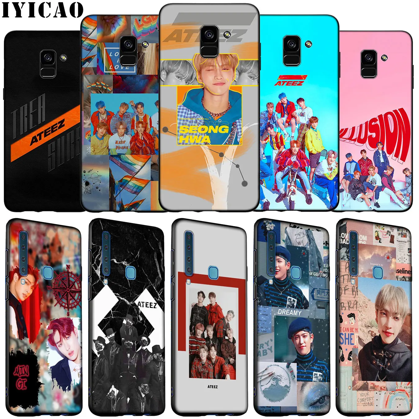 KPOP ATEEZ LOGO Soft Silicone Phone Case for Samsung Galaxy A6 Plus A9 A8 A7 2018 A3 A5 2016 2017 Note 9 8 10 Cover | Мобильные