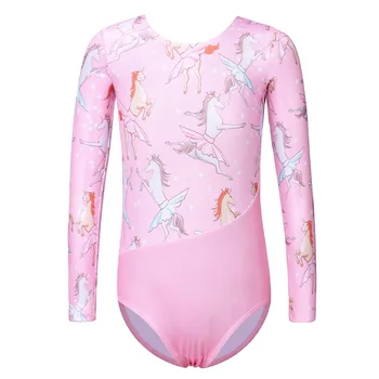 

BAOHULU Pink Horse Ballet Leotard Long Sleeves Gymnastics Leotard Girls Fitness Leotards Performance Dance Costumes Clothes