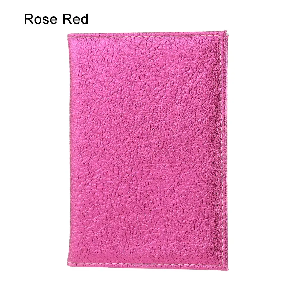 rose red Блестящая блестящая сумка-держатель для паспорта из искусственной кожи, визитная карточка, Обложка для паспорта, дорожный кредитный держатель для карт, Обложка Для водительских прав - Цвет: rose red