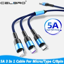 5a 3 em 1 carregador de cabo usb carregamento rápido micro tipo c cabo para huawei p40 p30 samsung m31s nota 20 ultra xiaomi cabo de fio