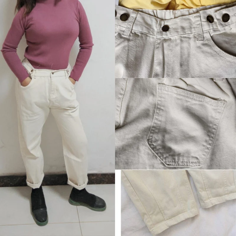 Cotton-white-Loose-boyfriend-Denim-pants-women-high-waist-plus-size-mom-jeans-black-spring-beige