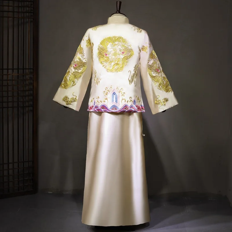 2020 Vestido De Novio Hombre Smoking оптовая продажа новая одежда xiuhe Китайский Свадебный костюм