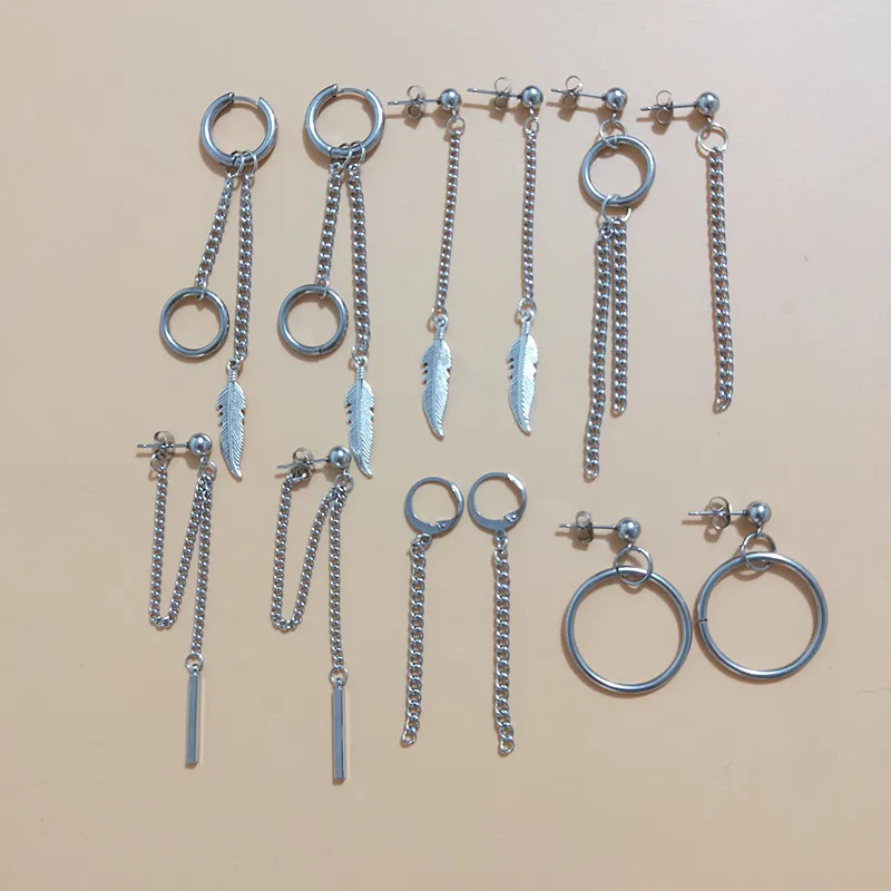 

BTS Bulletproof Boys Star Celebrity Style Ear Stud Korean-style Hip Hop Simple Chain Earrings Clip-on 12-Piece Set