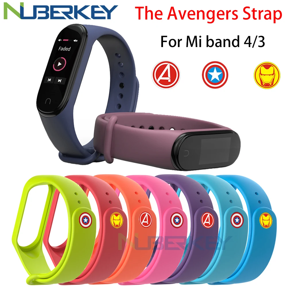 77.61руб. 20% СКИДКА|Marvel Avengers mi Band 4 ремешок для xiaomi mi Band 3 умный Браслет ремешок для xiaomi mi браслет на запястье силиконовые ремни-in Смарт-аксессуары from Бытовая электроника on AliExpress 