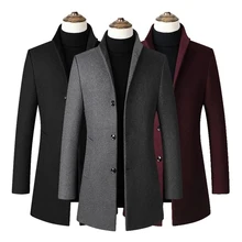 Брендовая одежда, мужские шерстяные пальто, Осень-зима, Новые однотонные высококачественные мужские шерстяные пальто, роскошное шерстяное пальто для мужчин