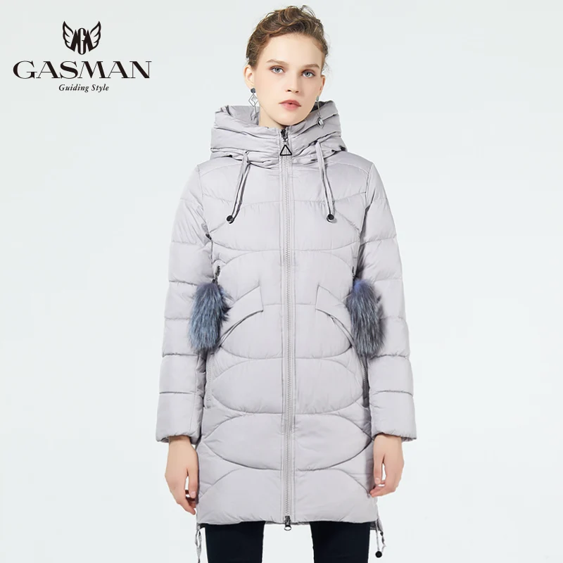 GASMAN 2019 зимнее женское Брендовое пальто куртка пуховик средней длины зимний