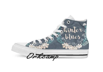 

Winter Blues 004 Custom Casual High Top lace-up Canvas shoes sneakers Drop shipping