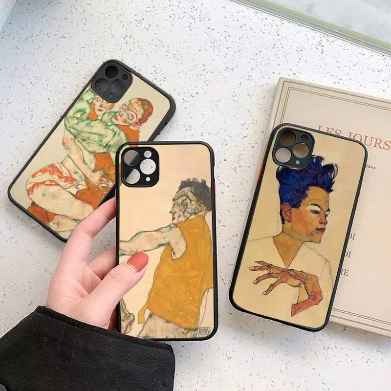 Egon Schiele Austrian painter Phone Case Matte Transparent for iPhone 7 8 11 12 s mini pro X XS XR MAX Plus cover funda | Мобильные