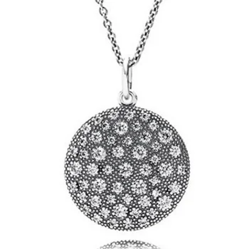 

New 925 Sterling Silver Necklace Pave Shield With Clear Cubic Zirconia Pendant Necklaces For Women Wedding Gift Fine Jewelry