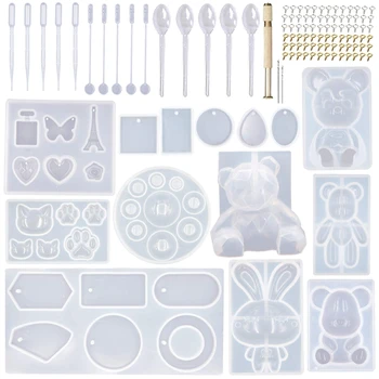 

229Pcs DIY Jewelry Casting Molds Tools Set More Than 120 Designs Contains 9 Silicone Jewelry Resin Molds with 70 Designs Molds K