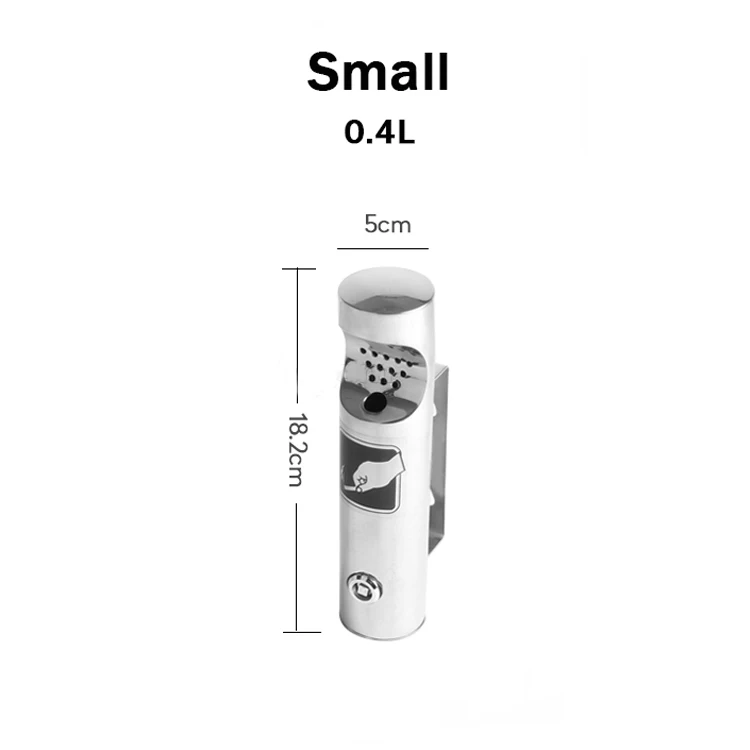 Shiny Silver(Small) Высококачественная настенная пепельница из нержавеющей стали, матовый черный пепельница с замком, контейнер для сигарет с ключом - Цвет: Shiny Silver(Small)