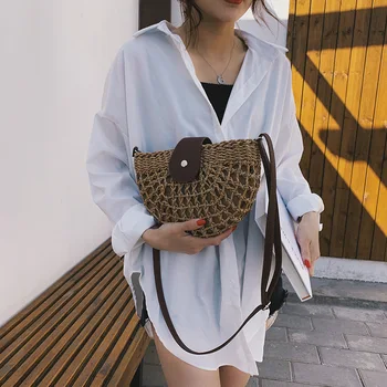 

woven crossbody bags for women 2020 new beach vacation wind straw woven bags French small crowd bag messenger bags
