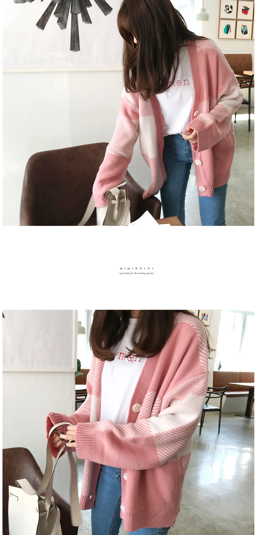 Elegant Loose Women Cardigans Loose Single-breasted Women Sweater Autumn Winter Plaid Female Open Stitch Jumpers