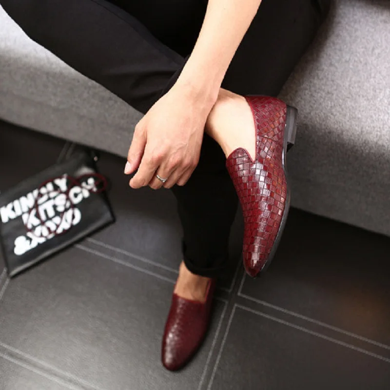 Drop Shipping Driving Oxfords Men Shoes Braid Leather Casual Shoes Men Moccasins Loafers Italian Flats