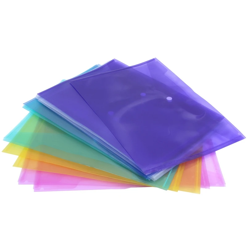 

A4 Document wallets plastic popper Buckle folders filing paper storage,Random Color 12pcs