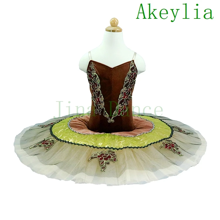 Adult Pre-professional Ballet Tutus Paquita Pancake Tutu Skirt Brown Ballerina Practice Skirt Pancake Ballet Stage Costume Girls