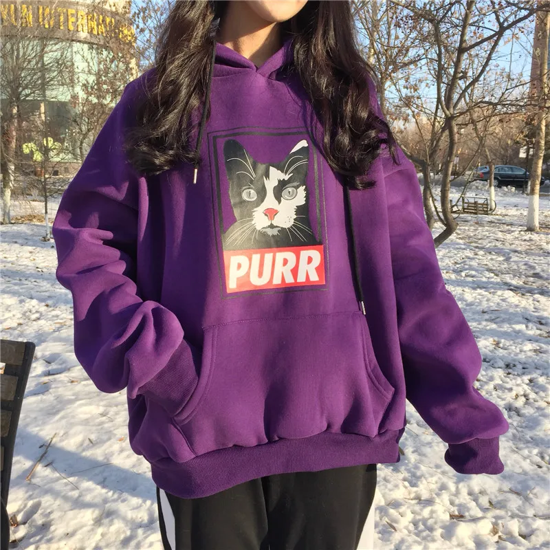 Женская толстовка с капюшоном Ulzzang Harajuku Корейская уличная одежда длинным рукавом
