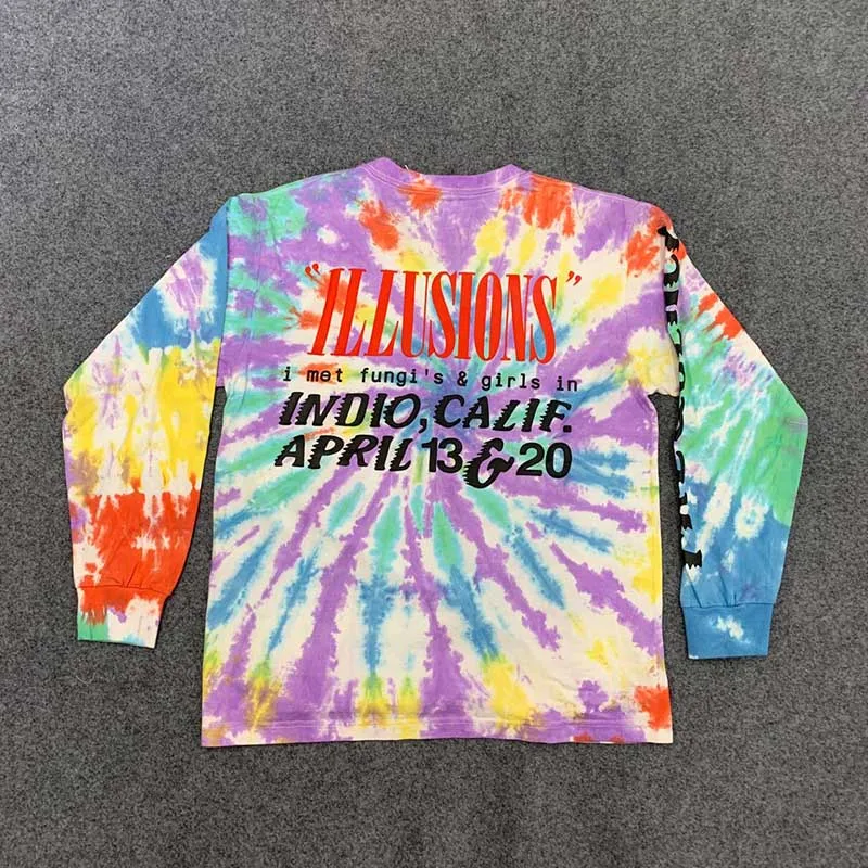 ASAP Rocky CPFM W.W.C.D. Tie Die Футболка мужская и женская с длинным рукавом Свободная уличная Harajuku футболка с круглым вырезом