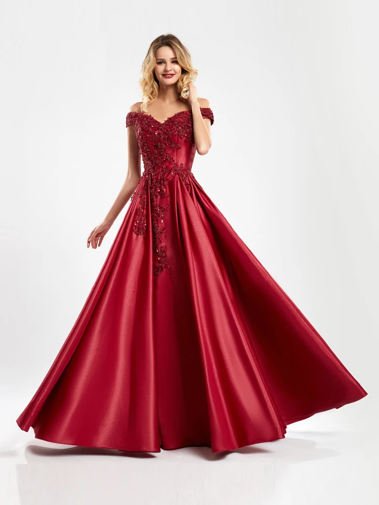 BEPEITHY с открытыми плечами Красное длинное вечернее платье с кружевным лифом и Robe De Soiree вечернее платье Винтаж Выходные туфли на выпускной вечерние платье - Цвет: Бургундия