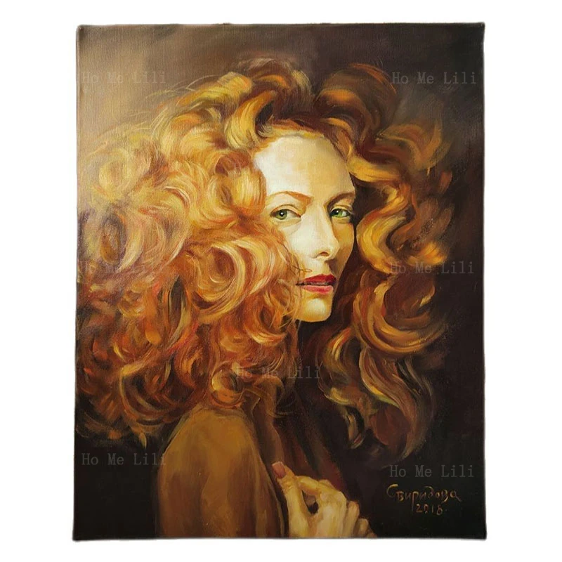 

Painting Celebrity Canvas Original Redhead Woman Artwork Actress Portrait Realistic Wall Art For Living Room Home Decor
