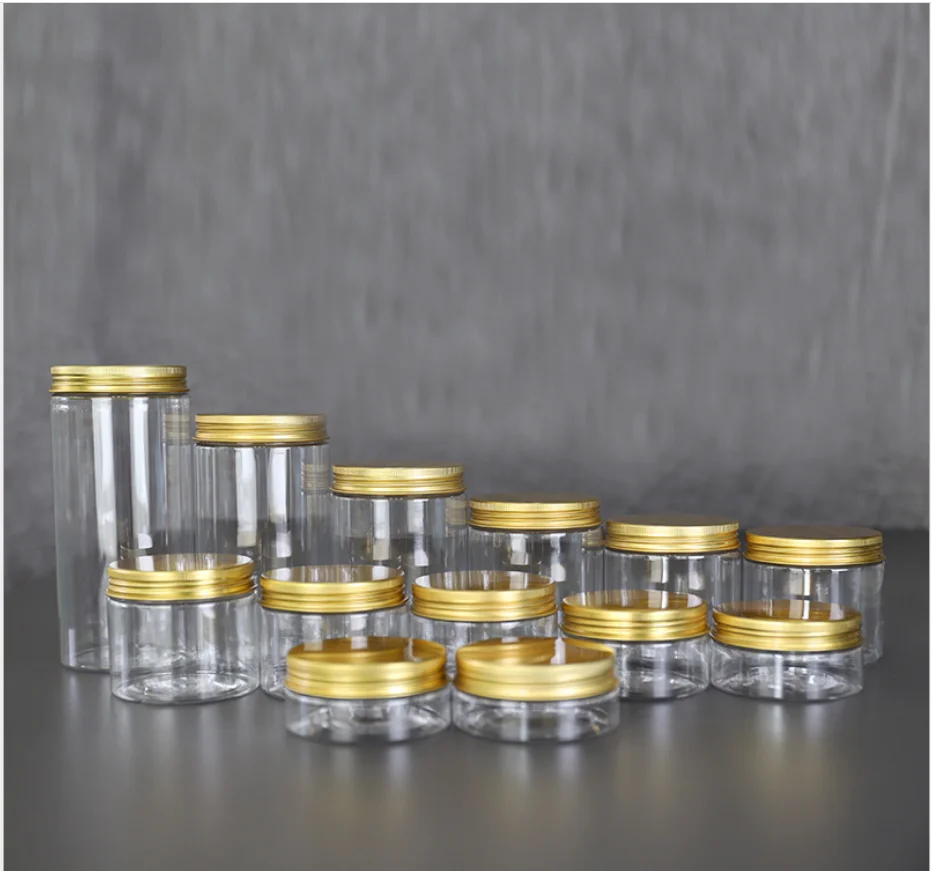 16 Pièces Bocaux Étoile Plastique Transparent Avec Couvercles Dorés Et