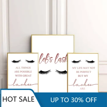 Online Mode Wimpern Wand Kunst Leinwand Malerei Poster Make-Up Wimpern Print Salon Lash Moderne Wand Dekor Bilder Für Home Zimmer Dekor