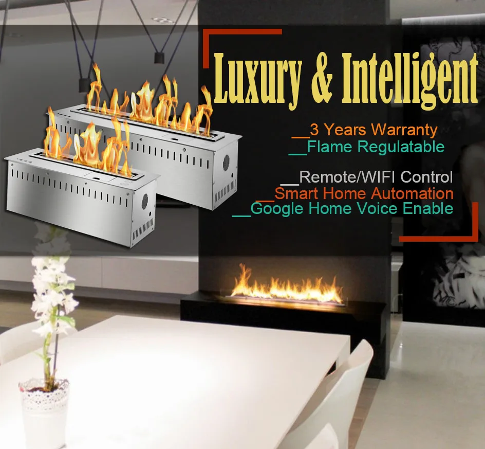 

hot sale 24 inches ventless ethanol fireplace insert modern remote control fireplace
