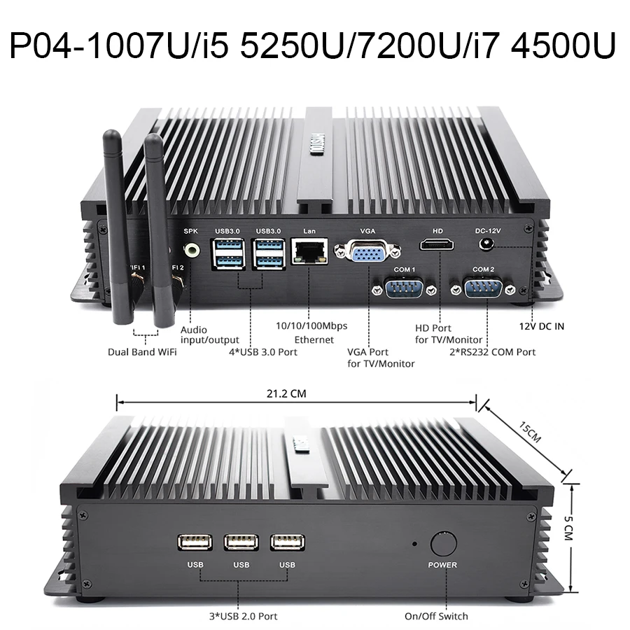 Core i5 7200U i7 8550U RS232/485 COM промышленный компьютер windows 7/10 linux HDMI VGA DP Intel Core i3 i5 мини ПК Wifi Bluetooth
