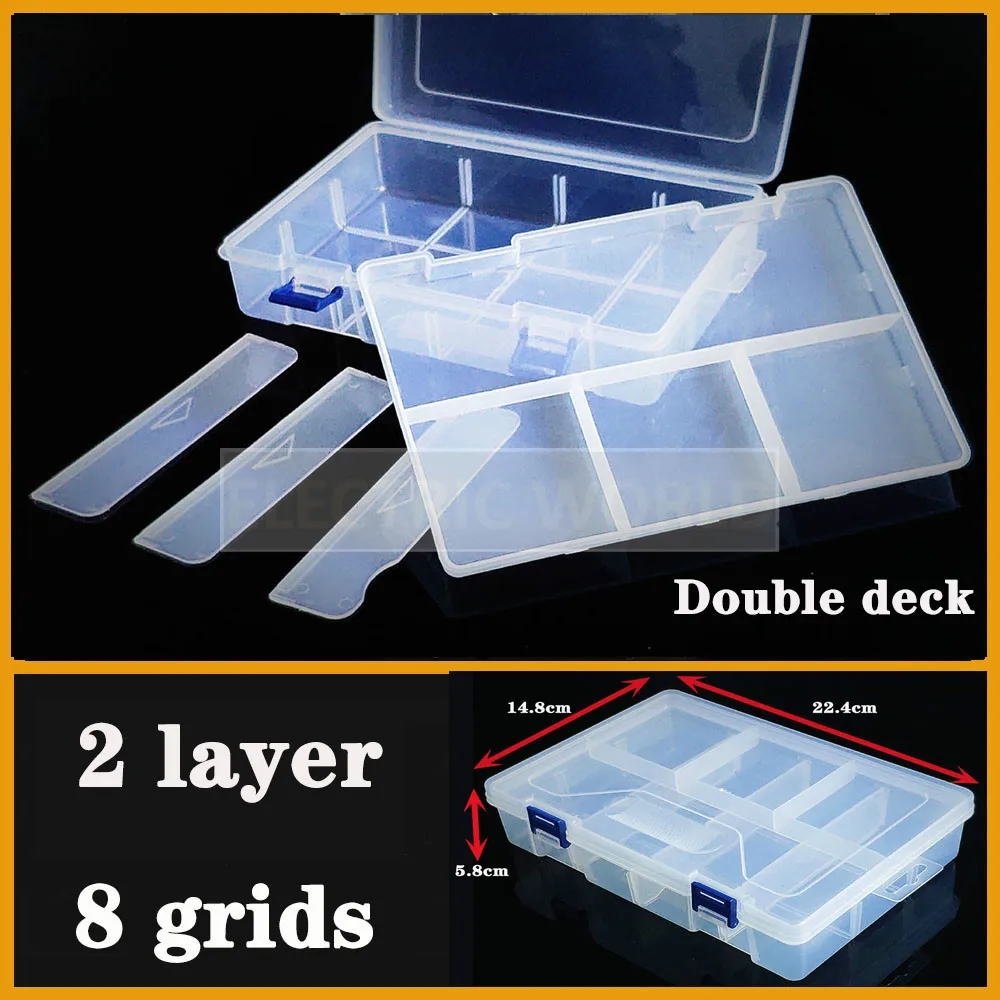 

2 слоя 8 Сетка Коробка для хранения Контейнер пластиковый ящик-органайзер практичный отсек ювелирные изделия серьги из бисера винт пластиковых держателей автомобильных зеркал чехол