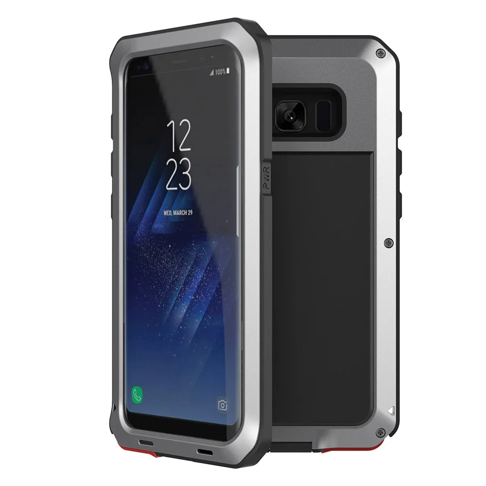 Полный сверхмощный защитный бронированный металлический чехол для телефона для samsung Galaxy S10 S9 S8 Plus S4 S5 S6 S7 edge Note 9 8 5 противоударный чехол - Цвет: Silver