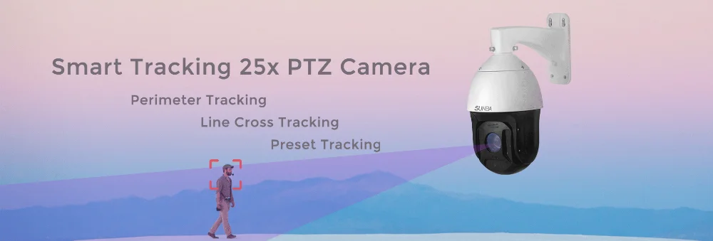 SUNBA открытый автоматическое отслеживание PoE+ PTZ камера, 1080p 25x оптический зум, встроенный микрофон, RTMP/RTSP для вещания, ONVIF совместимый