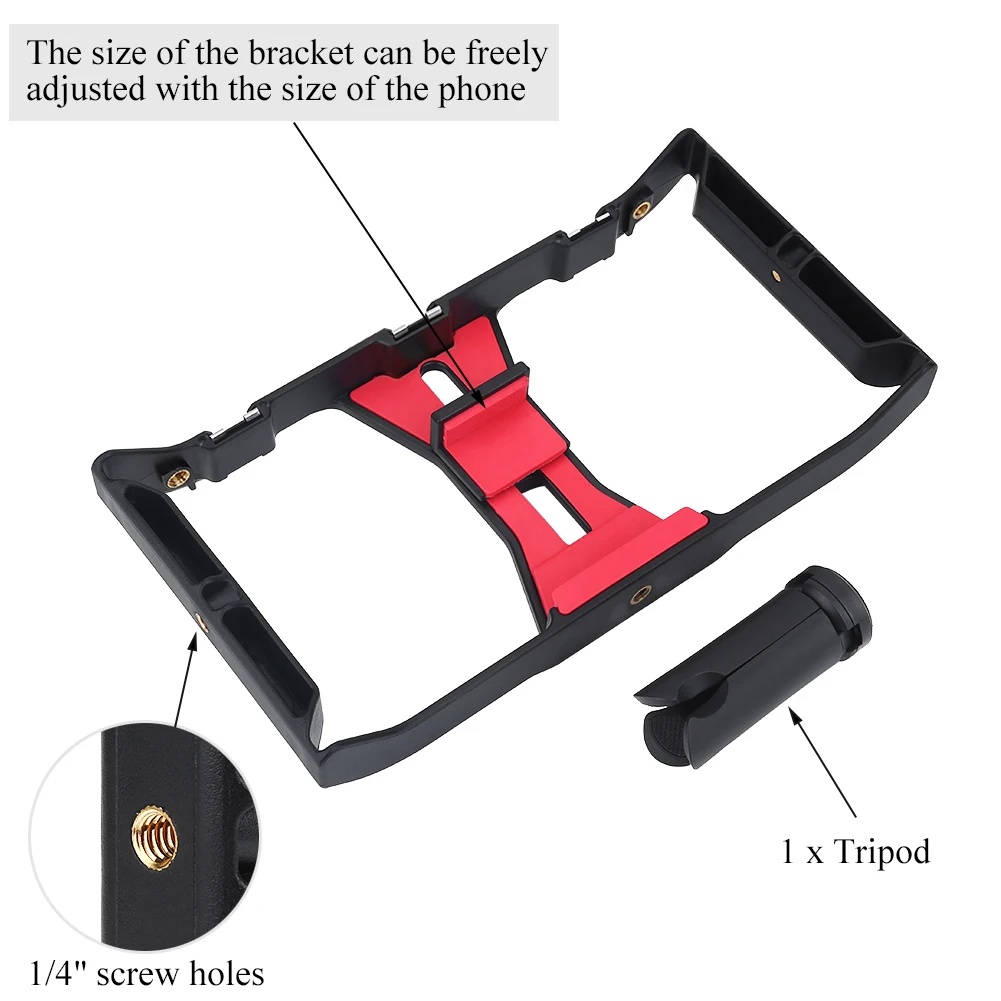 Adjustable Handheld Phone Stabilizer Smartphone Video Rig Hand Grip Filmmaking Case 1/4in Screw Cold Shoe Mount phone cage phone shooting rig