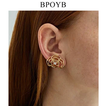 

BPOYB 1 Piece 2020 New Designer Fashion Flower Cuff Ear Without Piercing Gold Clip Earrings High Quality Bijoux For Women