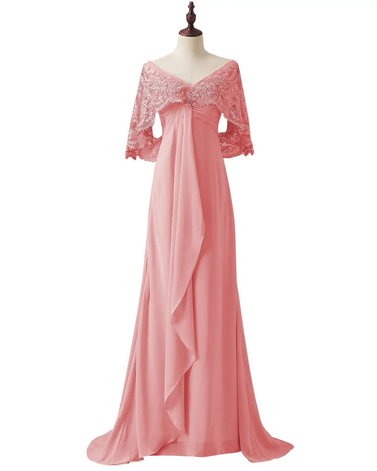 Vrouwen Lace Chiffon Lange Prom Avondjurk Moeder Van De Bruid Jurken Wedding Gown Dark Green Coral Vrouwen Lace Chiffon Lange Prom Avondjurk Moeder Van De Bruid Jurken Wedding Gown Dark Green Coral