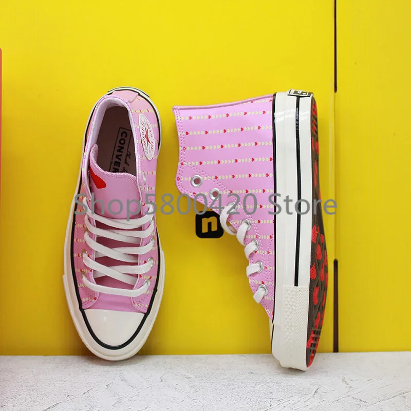 pink love heart converse
