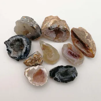 

12pcs No Hole Agates Crystal geode Gray White Raw Rock Mineral Energy Natural Quartz Reiki Healing Decoration Crafts stone