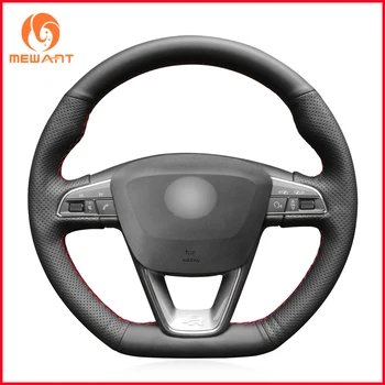 

Black Genuine Leather Steering Wheel Cover for Seat Leon Cupra R 2013-2019 Leon ST Cupra 2013-2019 Leon ST Cupra 2013-2019