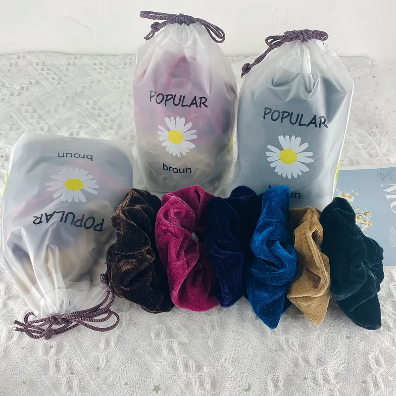 8 teile/paket Korea Samt Scrunchie Set Für Frauen Einfarbig Elastische Haar Bands Dame Haar Bindet Seil Pferdeschwanz-halter Zubehör – Detail 2