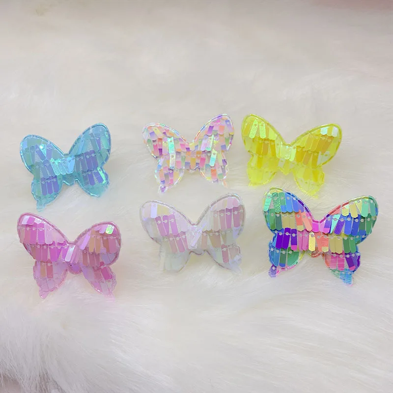 Glitter Butterfly Appliques 3D Silk Butterflies for Wedding Decoration,  Baby Girl Hair Pins 