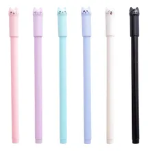 Stylo à encre Gel chat mignon, 0.5mm, 6 pièces, créatif, neutre, pour enfant, cadeau, fournitures d'écriture, Kawaii, papeterie