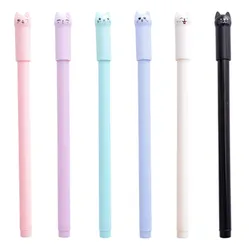Bolígrafo de Gel con forma de gato para niños, pluma de tinta neutra creativa de 0,5mm, suministros de escritura para la escuela y la Oficina, Papelería Kawaii, canceleria, 6 uds.