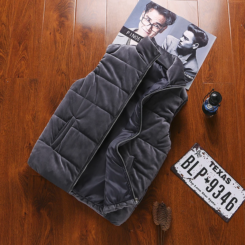 Golden Velvet Vest Men's Warm Autumn and Winter Down Cotton Jacket Large Size 5XL Korean Fashion Coat for Men | Мужская одежда