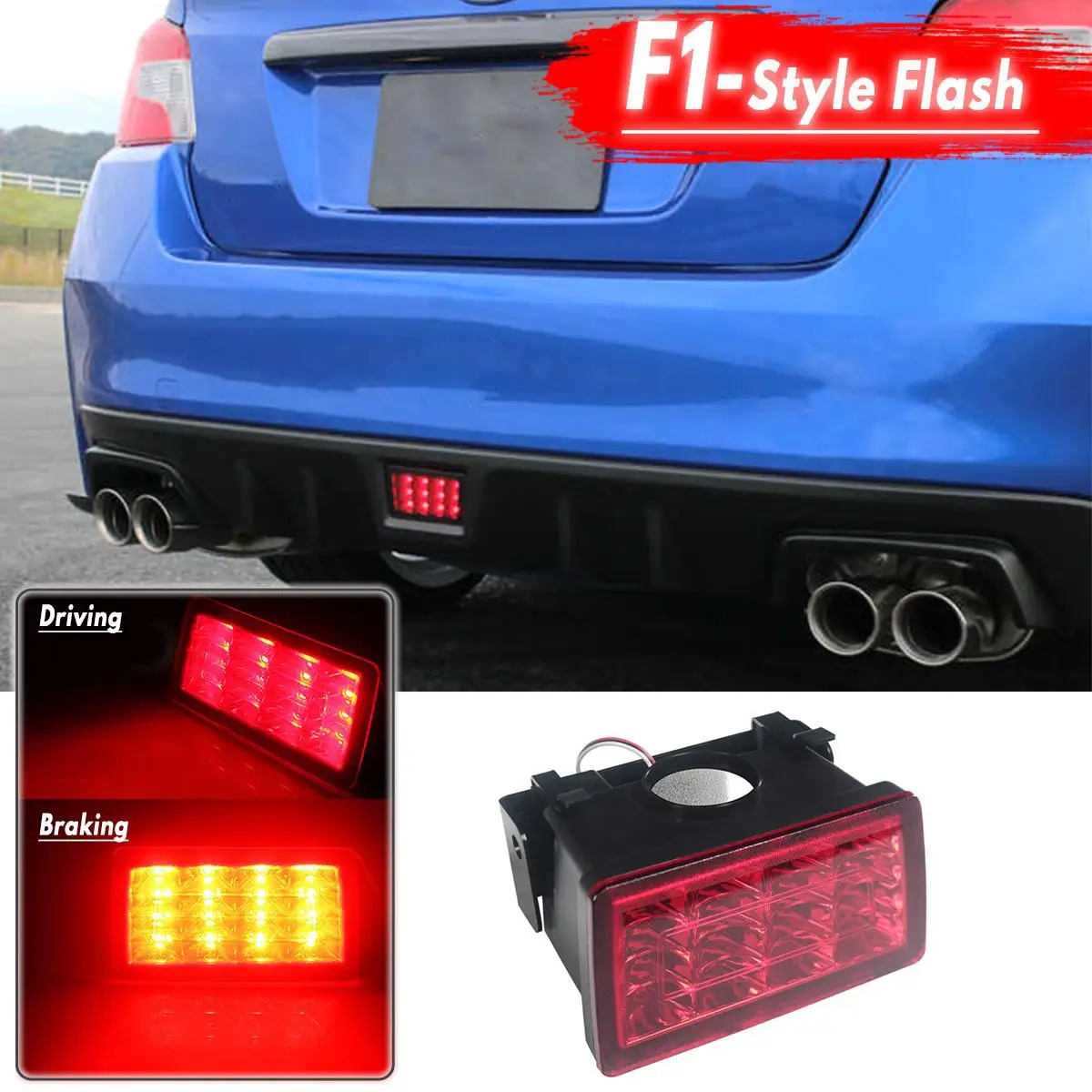

F1 Style Red LED Rear Fog Brake Light For Subaru WRX 2013-2018 XV 2011-2018 Impreza Tail Brake 12V