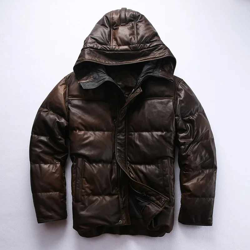 Кожаный Пуховик Мужской Зимний С Капюшоном Купить