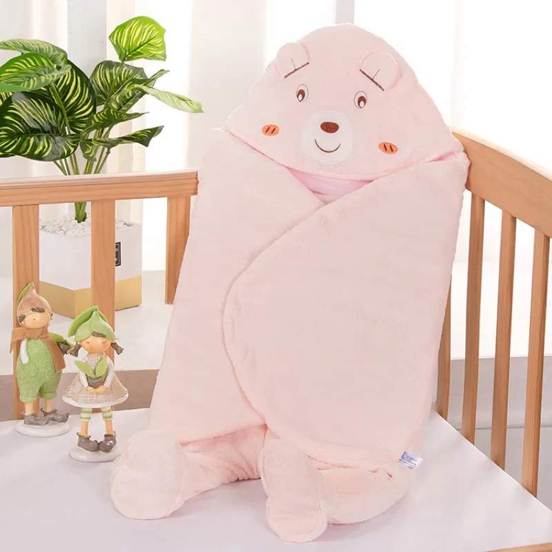 Bébé Couchage обволакивающий Pour Nouveau-né Bébé Hiver Пеленальное Одеяло кувертюр d'emballement Mignon SAC de Couchage, однотонные Bébé Literie - Цвет: pink