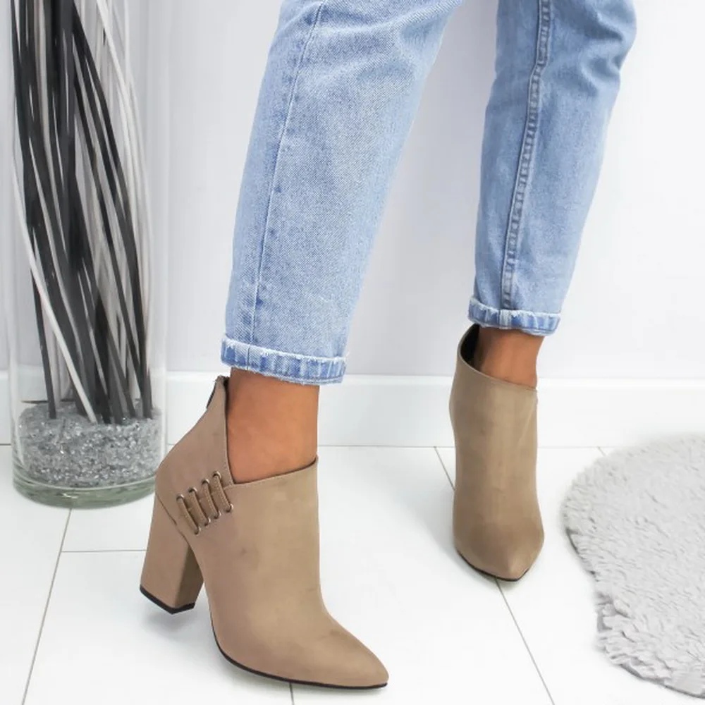 Ботильоны С Острым носком; коллекция года; женская обувь; Zapatos De Mujer; ботинки на высоком каблуке; женская обувь размера плюс на молнии; Botas Mujer