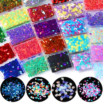 

6 Grid/bag Mixed Nail Powder Sequins Colorful Nail Flakes Sticker Dust Mixed Size Symphony Glitter For Nail Art Decorations