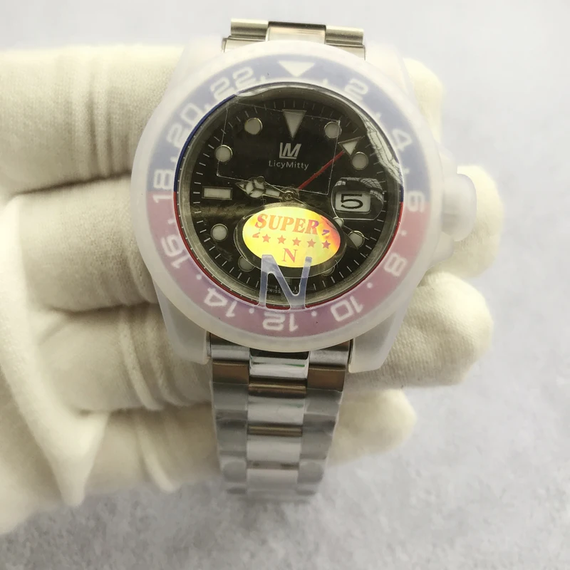 Автоматические Мужские часы механический механизм GMT Noob V3 50 м водонепроницаемые